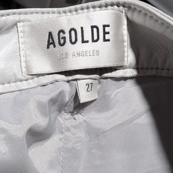 NWT AGOLDE | Recycled Leather Lyle Low Rise Slim In Wisp Pale Gray - Picture 5 of 14